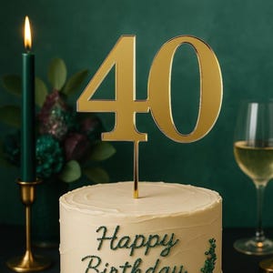 40th birthday Party Decoration Forty Cake Topper for Women 40 forty and fabulous Gold Acrylic Number Cake Topper 40 Ruby Anniversary Decor