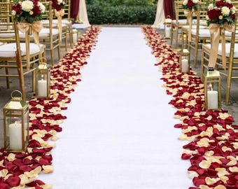 Burgundy Gold wedding aisle decor Rose petals Flower Girl Basket Elegant wedding ceremony
