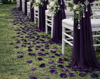 Eggplant Purple wedding altar decor Flower Girl Basket Deep purple petals Bridal shower decor