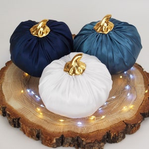 Autumn home decor Dusty Blue Pumpkin Centerpiece Winter Wedding Decor French Farmhouse Fall Mantle Decor French Country Blue cottage decor