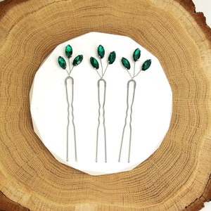 Emerald hair accessories emerald jewelry Wedding hair pins Emerald green bridal hair pins Decorative hair pins Emerald wedding