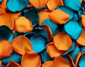 Dark teal Orange rose petals Teal fall decor Burnt orange wedding Bridal shower