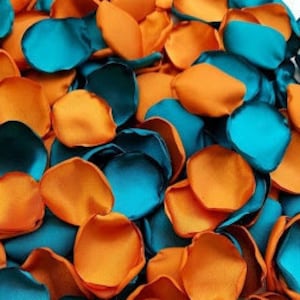 Dark teal Orange rose petals Teal fall decor Burnt orange wedding Bridal shower