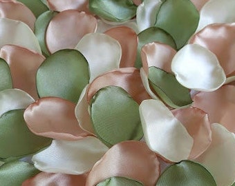 Taupe wedding decor Sage green ivory flower petals