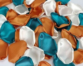 Copper wedding petals Teal flower petals Fall wedding decor Ivory rose petals Flower girl basket Bridal shower decor