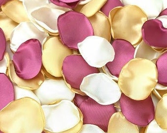 Dusty pink wedding Ivory rose petals Gold rose petals
