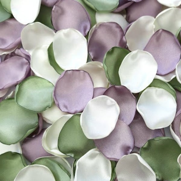 Mauve dusty purple weding Sage green decor Ivory rose petals