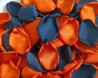 Navy blue wedding Burnt orange rose petals Navy blue copper flower petals Bridal shower Cake decor