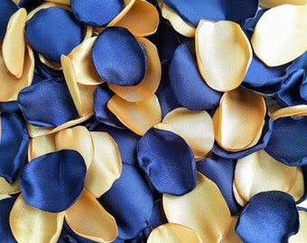 Royal blue and gold wedding decor Gold flower petals Royal blue flower Blue party decor Gold decorations Bridal shower