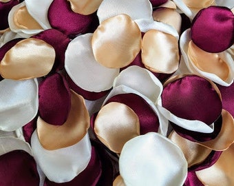 Marsala and Gold Wedding Decor Flower girl basket Burgundy Flower Petals Bridal shower decor