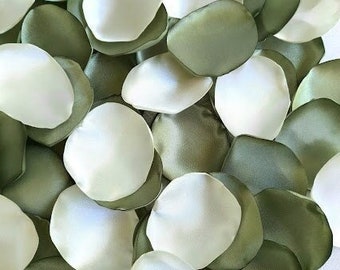 Sage green Ivory flower petals Dusty green wedding Fern green rose petals Bridal shower Cake decor Flower girl basket