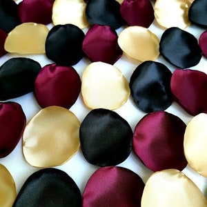Gold and marsala Black petals Bridal shower Victorian Halloween decor Flower girl basket Maroon wedding decor Gothic wedding