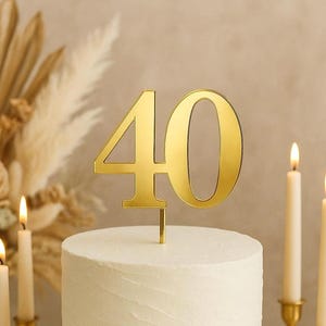 Gold Acrylic 40th Birthday Cake Topper Forty Cake Decor 40 Birthday Party Decoration 40th Birthday Party Supplies Anniversary Decoration