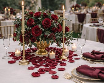 Burgundy flower petals Deep red wedding table decor Flower Girl Basket Wine wedding Red petals