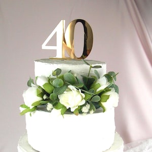 40th birthday Party Wedding anniversary 40th cake topper 40th Milestone Cake Topper Gold Acrylic Number Сheers to 40 years Celebration