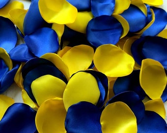 Yellow petals Blue rose petals Bridal shower decor, 200 pcs