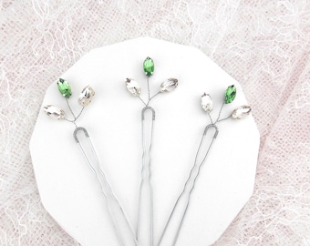 Grüne Haaraccessoires Hochzeit Haarnadeln Braut Haarschmuck Kristall Haarnadeln Romantische Haarschmuck Brautjungfern Haarnadeln Grüne Hochzeit