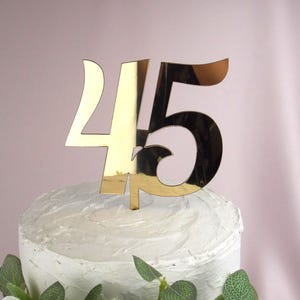 45th birthday 45th wedding anniversary Elegant Gold 45th Birthday Cake Topper Acrylic Number Topper Milestone Celebration 45 and Fabulous