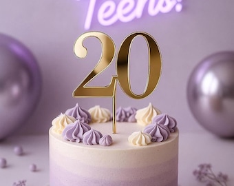 20th Birthday Cake Topper 20th Anniversary Gift Twenty & fabulous birthday 20th birthday decorations Party Supplies Milestone Birthday Decor