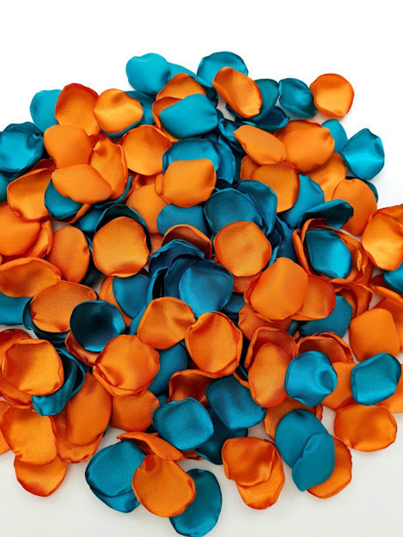 Dark Teal Orange Rose Petals Teal Fall Decor Burnt Orange Etsy