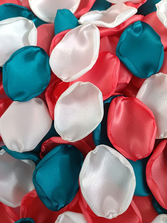 Teal Coral Ivory Petals