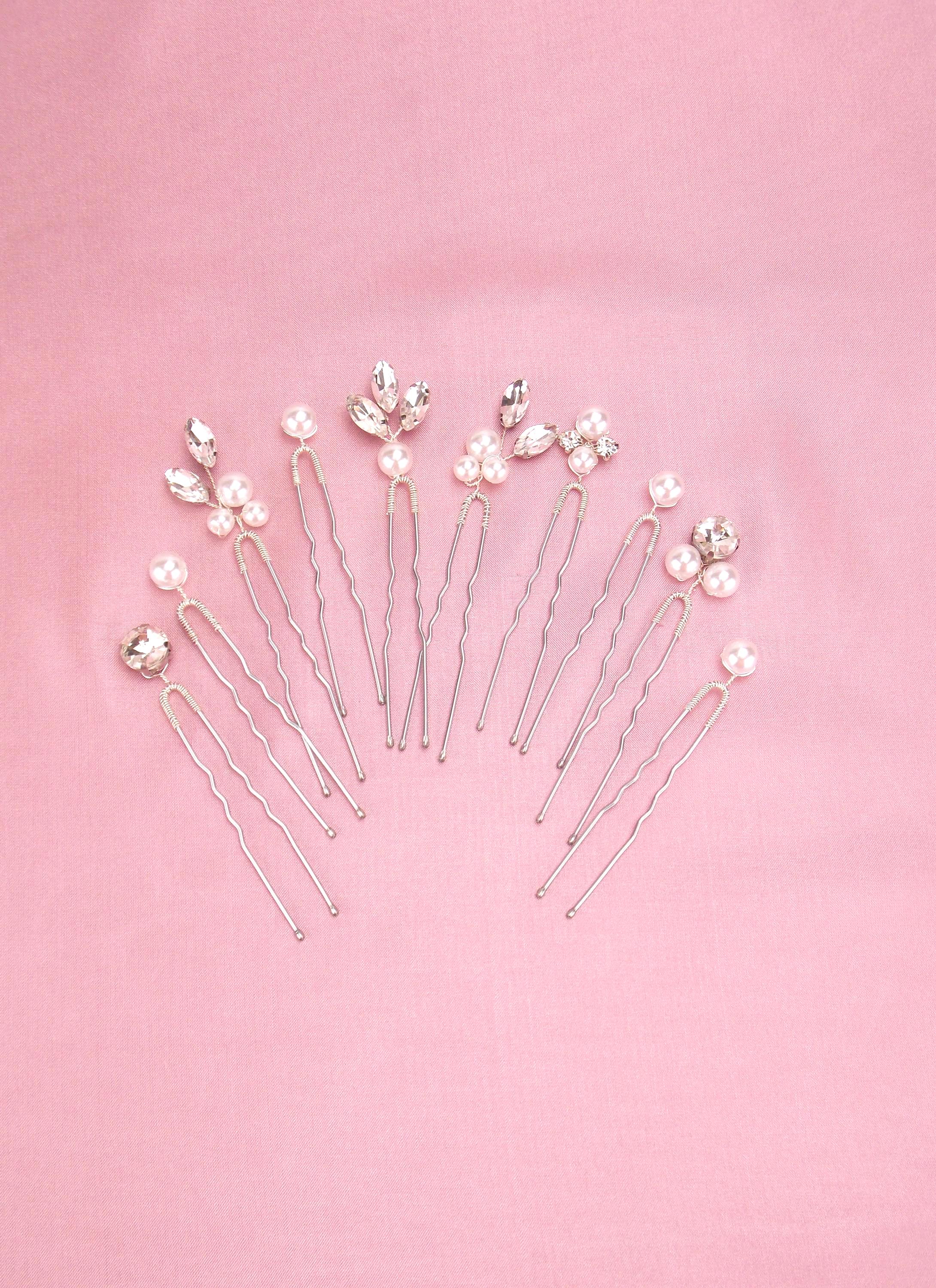 10pcs Crystal Rhinestone Bridal Hair Pins Wedding Hair Comb Set 10Pcs Rhinestone Weeding Hair Clips Bridal Hairpin Silver  main image 3