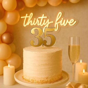 Elegant 35th Birthday Cake Topper Gold 35 Years Celebration Decor Thirty Five Years Old Party Decor Wedding Anniversary Gold topper 35th