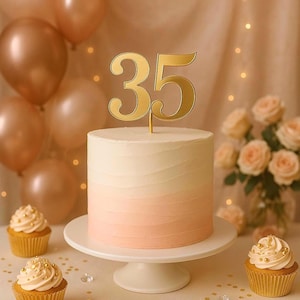 Сake topper 35th Event table decor Gold cake topper 35 and Fabulous Cake Topper Birthday Decoration for 35th Party 35 anniversary gift