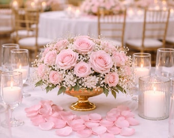 Pink wedding table centerpieces Rose petals Pink bridal shower Flower Girl Basket Event decor