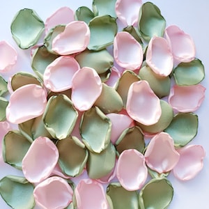 Sage green wedding Blush pink sage green flower petals Summer wedding Pink cream green decor