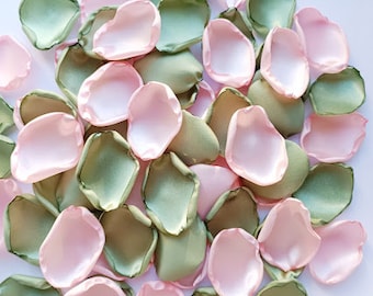 Sage green wedding Blush pink sage green flower petals Summer wedding Pink cream green decor