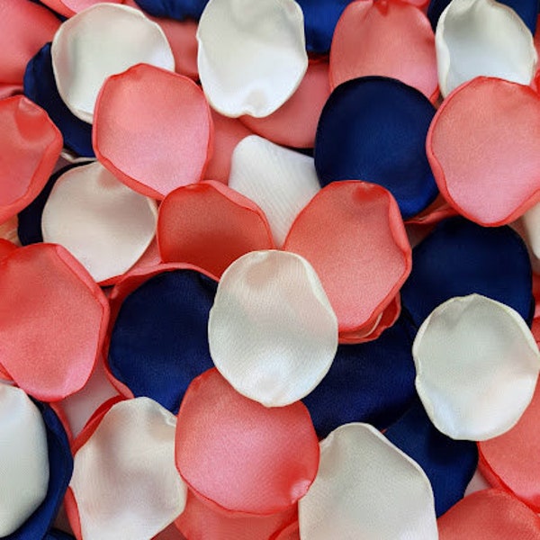 Navy blue and coral wedding Ivory petals Navy blue flower petals Coral wedding shower decor
