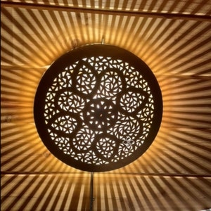 Moroccan round wall light- Handmade wall lamp Brass night light - Modern Wall Lighting