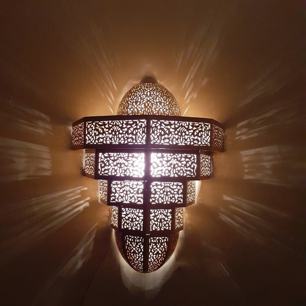 Traditional Moroccan Wall sconce, Moroccan Brass Lamp, complex decoration wall decor, wall lights
