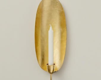 Candle Holder - Oval Wall Brass Sconce