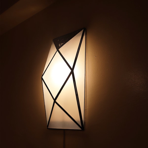 Handcrafted Glass Wall Sconce with Brass Details - Dim Wall Light