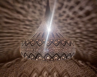 Moroccan Round Pendant Oriental Brass Hanging Lamp, Handmade Brass Chandelier