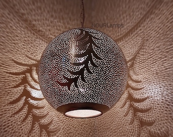Moroccan Ball Pendant lamp – Simple Traditional Moroccan Chandelier, Palm Tree Shape
