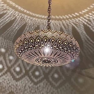 Lámparas de techo de latón marroquí, lámpara colgante de latón hecha a mano - Iluminación para decoración del hogar