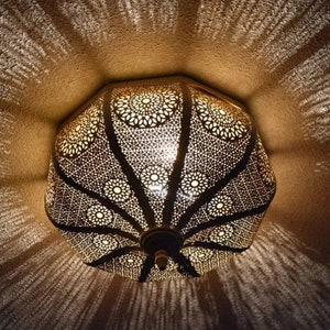 Moroccan Light Fixtures- Handmade Flush Ceiling Light, Simple Moroccan Ceiling lamp, Ceiling Light Fixture