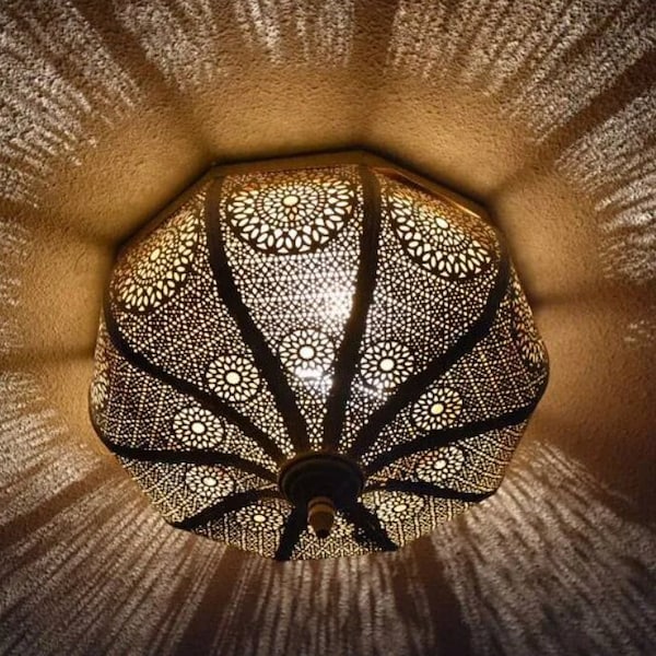 Moroccan Light Fixtures- Handmade Flush Ceiling Light, Simple Moroccan Ceiling lamp, Ceiling Light Fixture