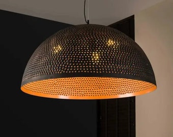 Moroccan Brass Pendant light, handmade Pointed lamp, Modern Black Hanging Lights