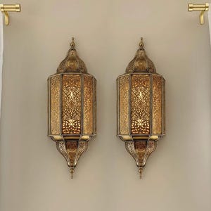 Set van 2 traditionele wandlampen, 100% handgemaakte Marokkaanse verlichting.