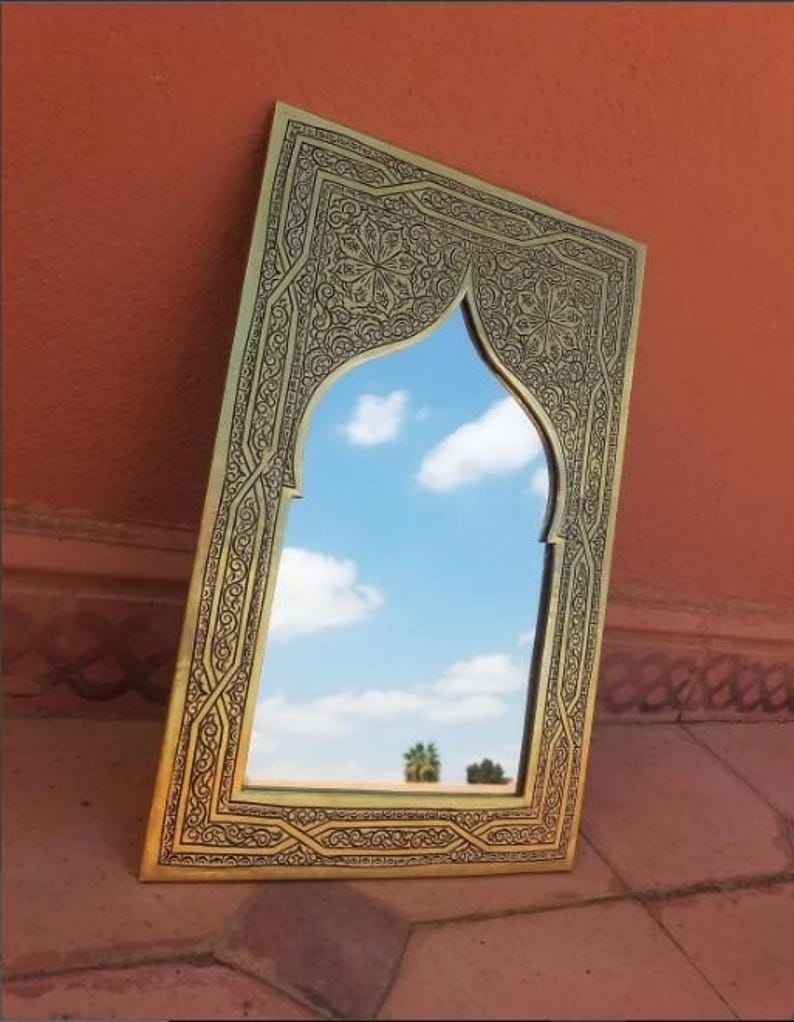 Moroccan Mirror Wall Decor, Handmade Brass Mirror, Vanity Mirror, Decorative Mirror,Handmade 100% Wall Mirror-3 sizes and 2 colors available bild 4