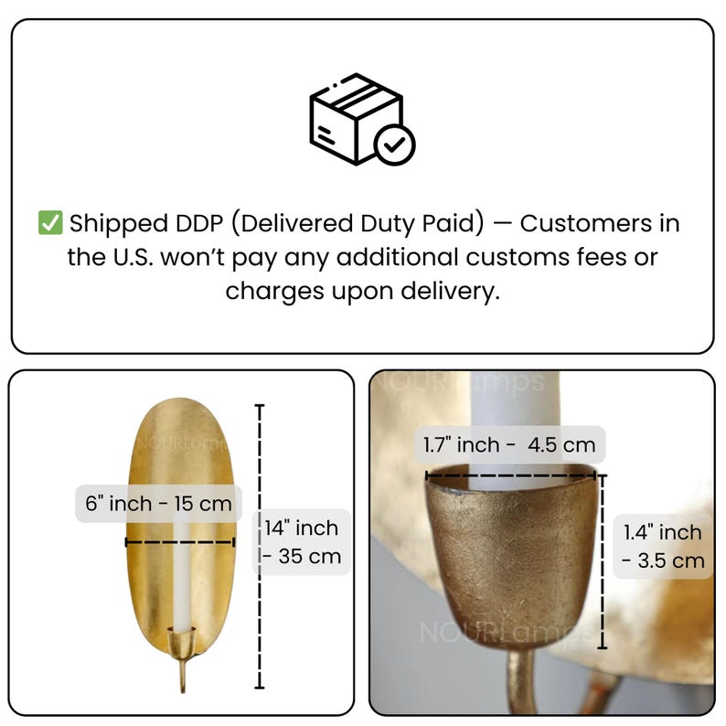 Candle Holder - Oval Wall Brass Sconce image 10