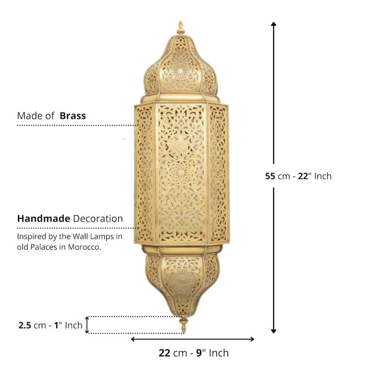 Brass Wall Sconce Lantern – Handmade Outdoor Wall Light, Oriental Lantern Lamp, Luxury Garden & Entryway Lighting Fixture bild 8