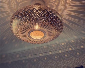 Moroccan Round pendant oriental brass hanging lamp, Moroccan Lamps Ceiling Lights Home Lantern