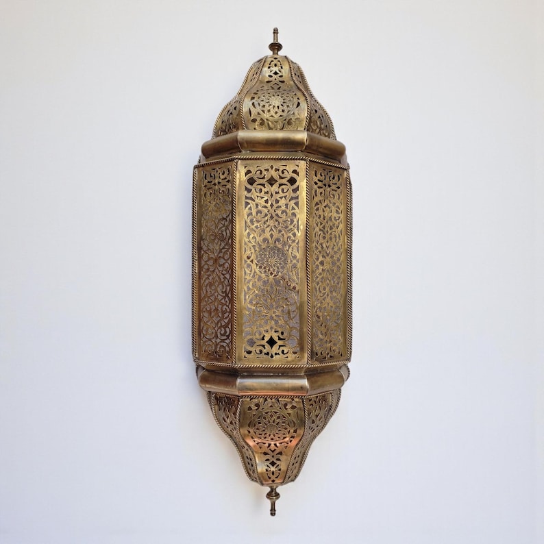 Brass Wall Sconce Lantern – Handmade Outdoor Wall Light, Oriental Lantern Lamp, Luxury Garden & Entryway Lighting Fixture bild 2