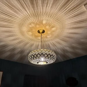 Lámpara colgante redonda marroquí de latón oriental, lámparas marroquíes, luces de techo, linterna para el hogar imagen 3