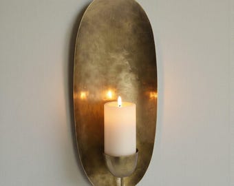 Candle Holder - Brass Oval Wall Sconce